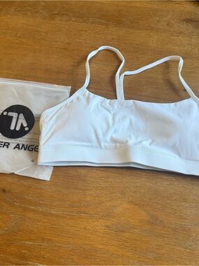 Tender Angel White Thin Strap Racerback Sports Bra - Large NeW
